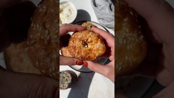 Air Fryer Protein Bagels #easyrecipe #fallfeasts #recipe #fallflavors #baking