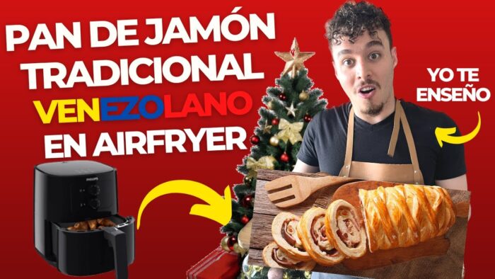 🥖PAN DE JAMÓN VENEZOLANO🇻🇪 EN AIRFRYER | Receta fácil y tradicional, con QUESO CREMA 🧀