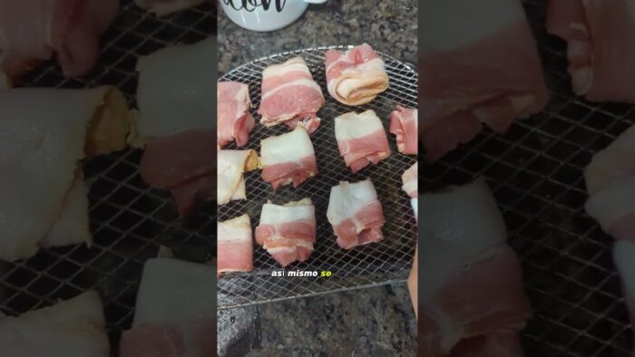 Receta Keto en español- Como preparar chips de tocineta para que quepan muchos en freidora de aire