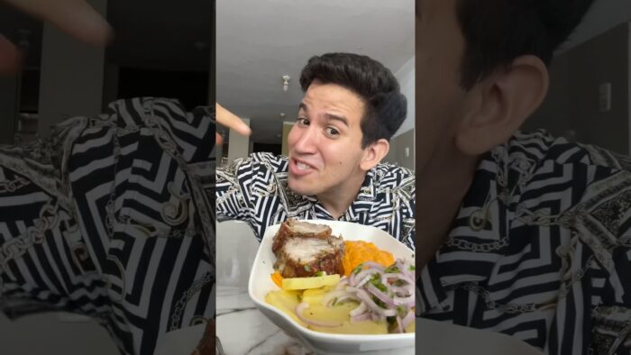 COMIENDO BIEN RICO EN PERÚ. 😋 Chancho en la freidora de aire 👌🏻#shorts