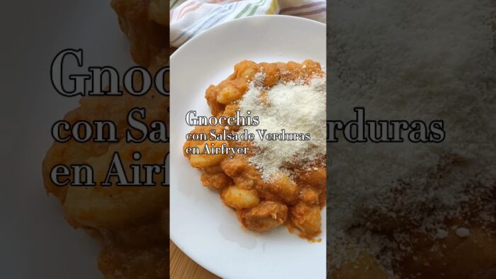 Gnocchis con salsa de verduras en Airfryer #ñoquis #airfryer #freidoradeaire #fyp #viralvideo
