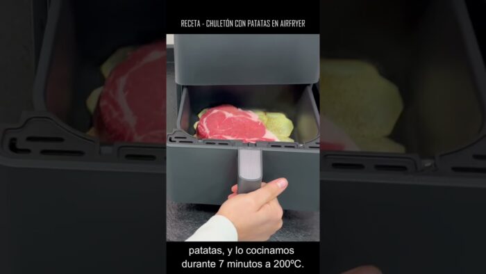 Receta chuletón con patatas en airfryer #shorts #recetasairfryer #recetas #recetasfaciles