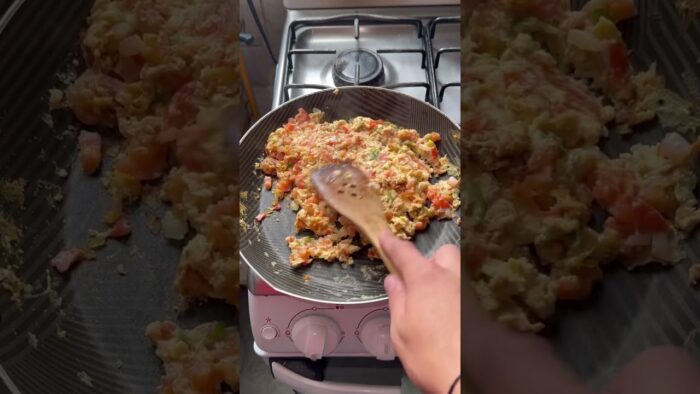 Tacos de huevo a la mexicana en freidora de aire🌮🍳 #youtubeshorts #shortyoutube #airfryer #receta