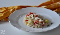 Risotto de calabacín, pimiento y atún
