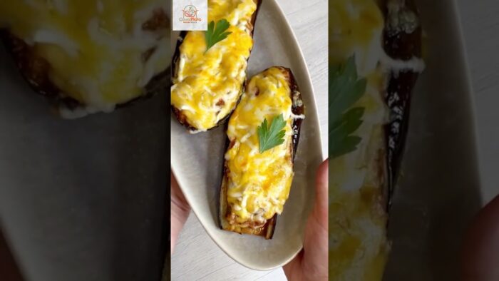 🍆BERENJENAS RELLENAS CON CARNE PICADA Y QUESO en la FREIDORA DE AIRE, receta rápida #cocinaespañola