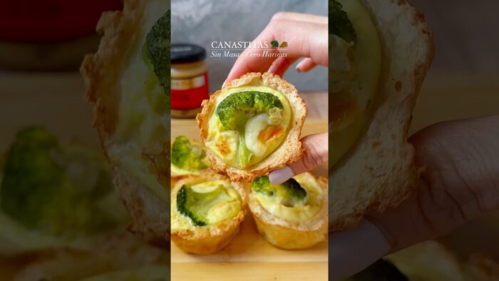 CANASTITAS 🥦🧀 sin masa cero harinas #recetassaludables #recetasfaciles #brocoli #queso #receta