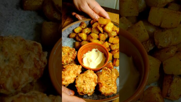 Chicken Nuggets and air fried potatoes recipe! #shorts