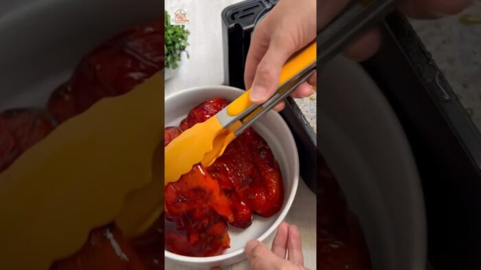 PIMIENTOS ASADOS EN LA FREIDORA DE AIRE, con truco para pelarlos sin dificultad #recetas #airfryer