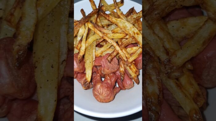 🍟#salchipapas #papas #salchichas #recetasrapidas #freidoradeaire #airfryer #recetas #recetasfaciles