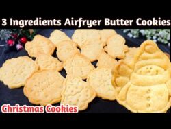 3 Ingredient Air Fryer Butter Cookies Recipe | Christmas Cookies | Eggless Cookies | #airfryer