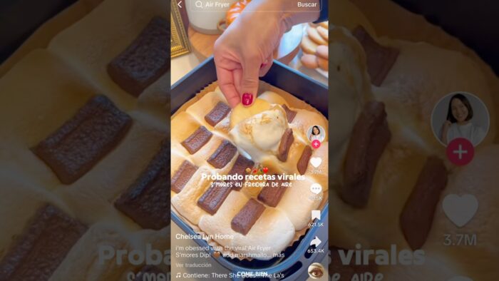 Probando recetas VIRALES: S’mores en freidora de aire 👀🍫🔥🏕️ ¿si funciona? #shorts