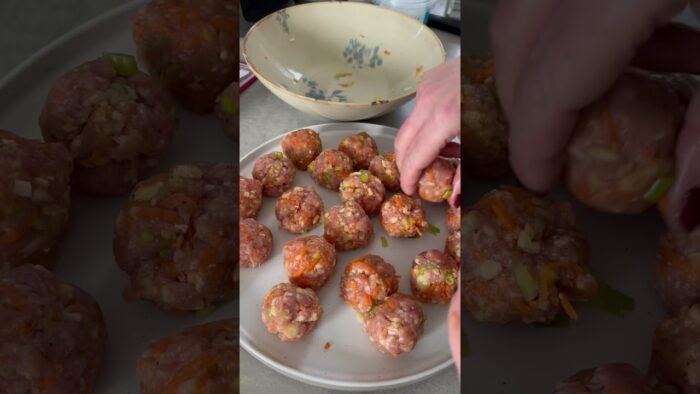 Air fryer spicy pork meatballs #recipe #airfryerrecipes #airfryer
