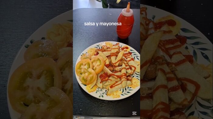 Salchipapas en freidora de aire #food #receta #comida #cocina #freidoradeaire #salchipapa #salchicha