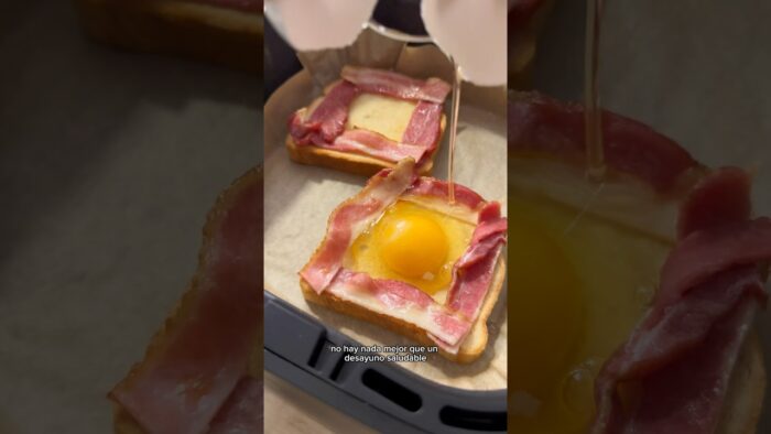 🍳 Tostada de Huevo y Tocineta en Freidora de Aire #bajoencarbohidratos #prediabetes