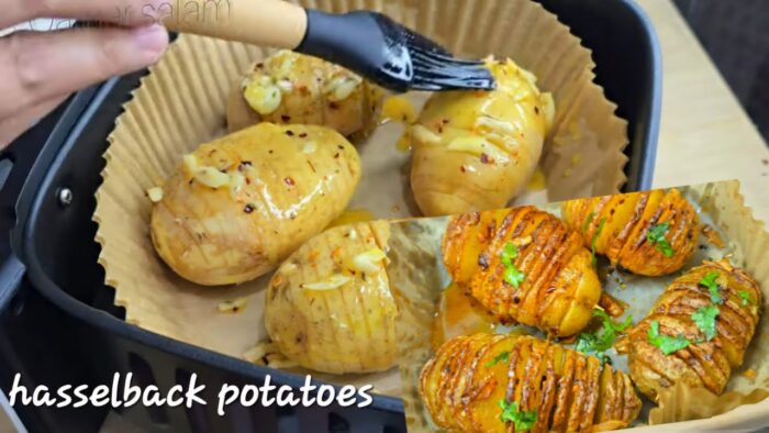 how to make hasselback potatoes | Baked potatoes with garlic and butter | air fryer potatoes