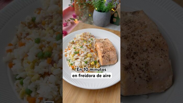 ✨ ARROZ 3 DELICIAS y SALMÓN AIRFRYER #recetas#freidoradeaire#airfryer #recetasfaciles#recetasrapidas