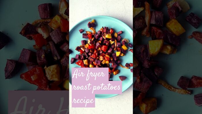 Air fryer roast potatoes 🍠 #airfryer #plantbased #dinner #airfryerrecipes