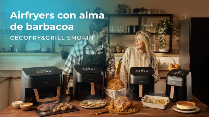 Gama Cecofry&Grill Smokin’ Freidoras de aire con doble grill y ahumador, sabor de parrilla en carnes