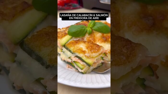 LASAÑA DE CALABACÍN & SALMÓN en FREIDORA DE AIRE #shorts #recetas