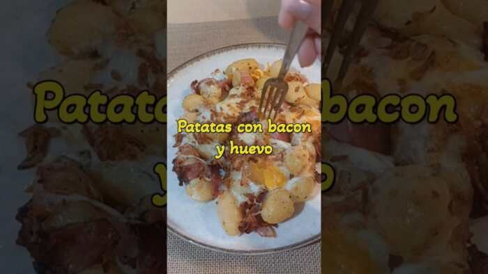 Receta en airfryer: patatas con bacon y huevo en 20min fácil y riquísimo #airfryer #freidoradeaire