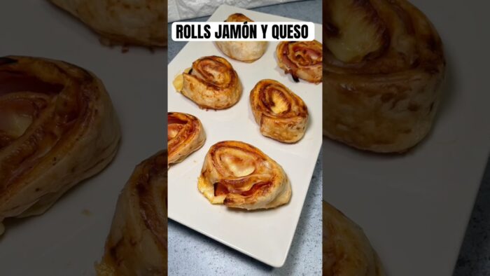 Rollitos de jamón y queso, rápidos y  en airfryer #hojaldre #airfryer