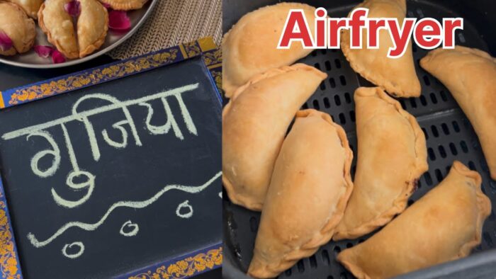 Airfryer desi Gujiya recipe & deep fried both | Try this Holi how to make healthy gujiya 🌈