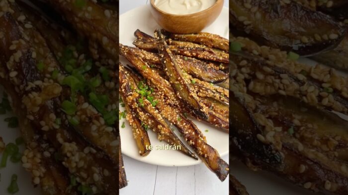 Bastoncitos de 🍆 #berenjena #snacksaludable #mapetitebouchee #viral #recetas #airfryer