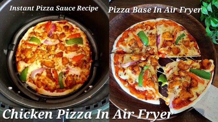 Chicken Pizza in Airfryer | Pizza Base In Airfryer | Instant Pizza Sauce Recipe #C4CookBook