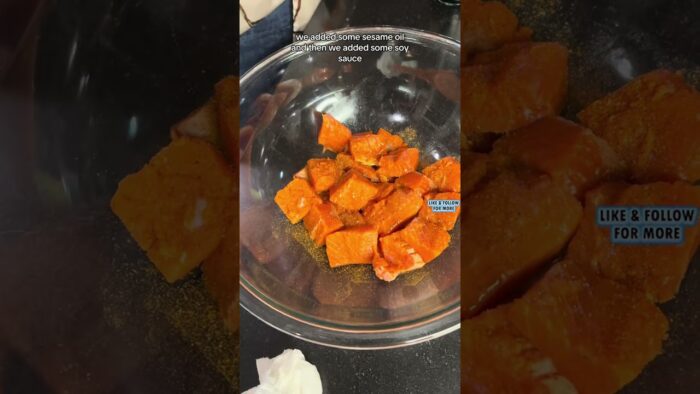 Crispy salmon bites in air fryer! #salmonbites #recipe