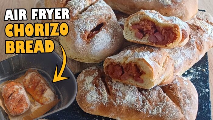 EASY Air Fryer CHORIZO BREAD Recipe‼️#airfryerrecipes #breadrecipe #bread  #easysnackideas #airfryer
