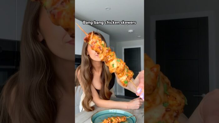 Easy bang bang chicken skewers