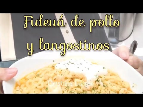 Fideuá de pollo y langostinos en Thermomix