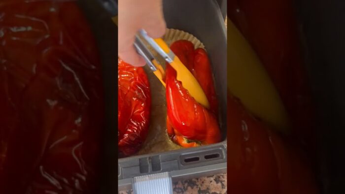 PIMIENTOS ASADOS en FREIDORA DE AIRE 🥰 , con truco para pelarlos sin dificultad #recetas #airfryer