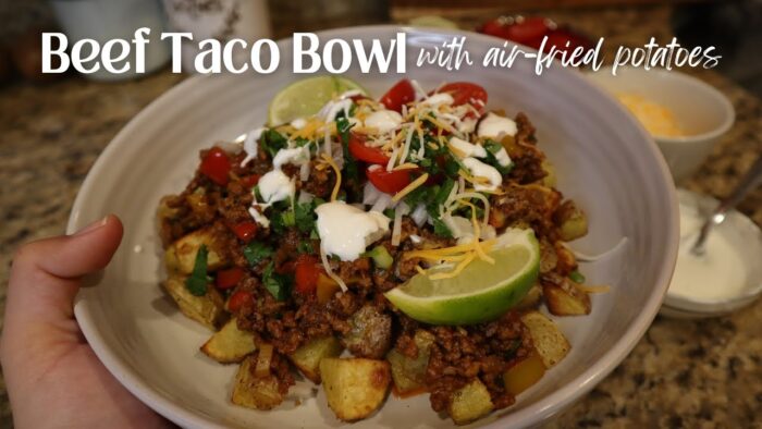 Receta de tacos de carne con papas fritas al aire | Comida fácil para la noche de entre semana