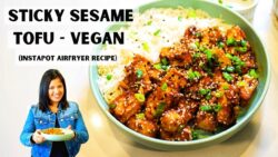 Tofu pegajoso con sésamo: receta vegana para freidora de aire instantánea