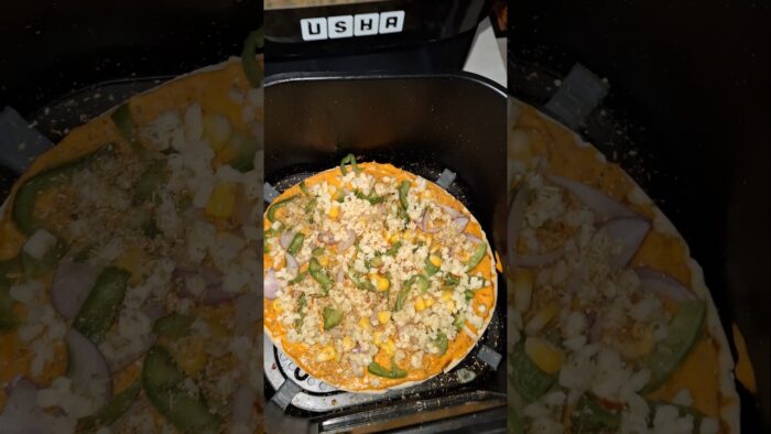 Air Fryer Pizza🤤🍕 #pizza #airfryer #homemade #food #recipe #cooking #vlog #youtubeshorts #helloprana