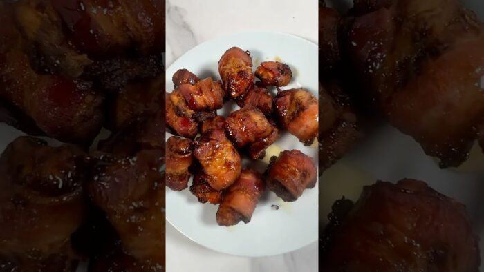 Bocaditos de pollo con tocinería y miel en air fryer #recetas #recetasdepollo #tocineta #airfryer