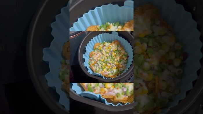 Desi version of nachos!🫢 Try this air fryer recipe for snack! #easysnacks #airfryerrecipes #chips