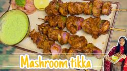 Mashroom Tikka Recipe | मशरूम टिक्का | Air fryer recipe | veg starter #viralvideo #airfryer #recipe