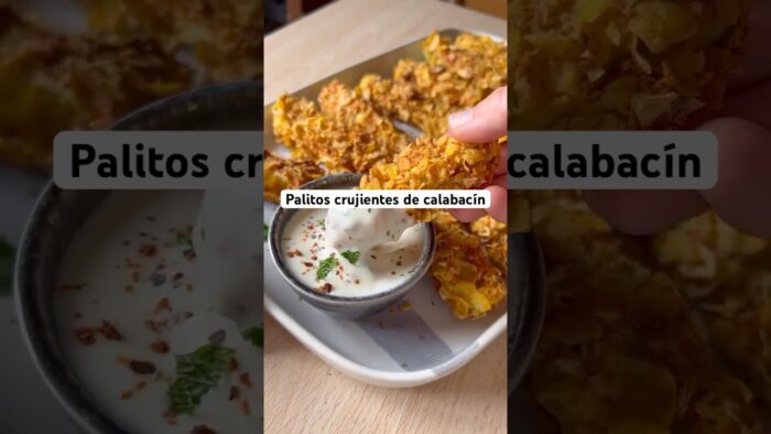 Palitos crujientes de calabacín 💥 con salsa de yogur – Tu cena lista en horno o freidora de aire!