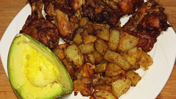 Pollo con papas en air fryer