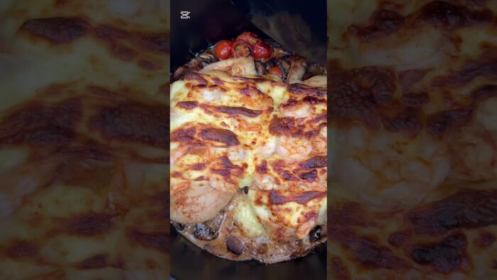 Pollo en Air fryer / olla de aire gratinado con camarones #receta #cocinaconsabor #cocina #recetas