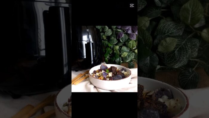 Receta en #airfryer #Zwilling de Alubia morada, Morcilla de Burgos, y queso de acebuche #recetas