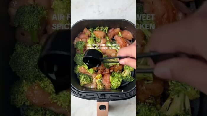 Sweet Spicy Broccoli Chicken Air fryer #follow #airfryer #chicken #yummy #spicy #recipe