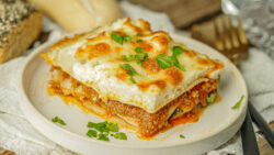 Lasaña de carne con calabacín