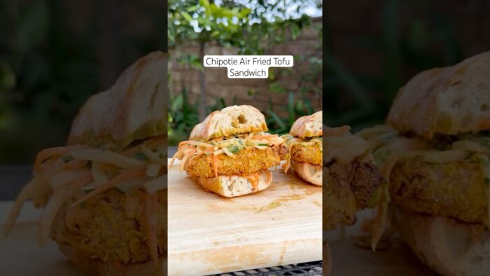 Chipotle Air Fried Tofu Sandwich #easyrecipes #sandwiches #tofu #highprotein #plantbased