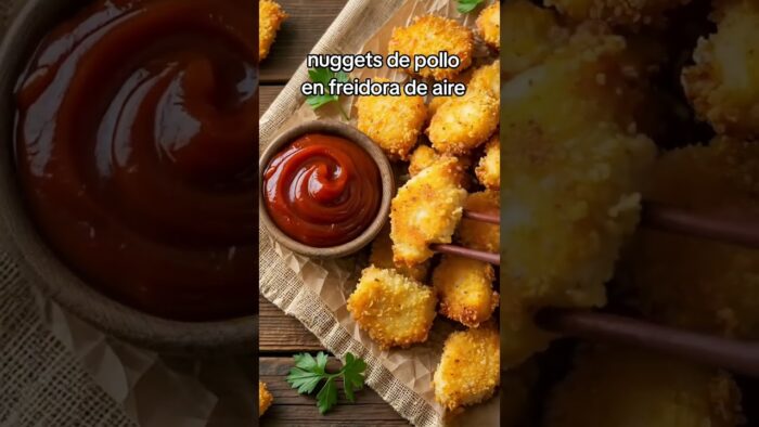 Nuggets de pollo en freidora de aire.