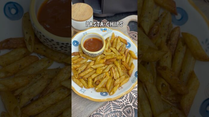 Pasta Chips! Non Fried & Delicious 🤤🔥 #pastarecipe #pastachips #quickrecipe #airfryerrecipes