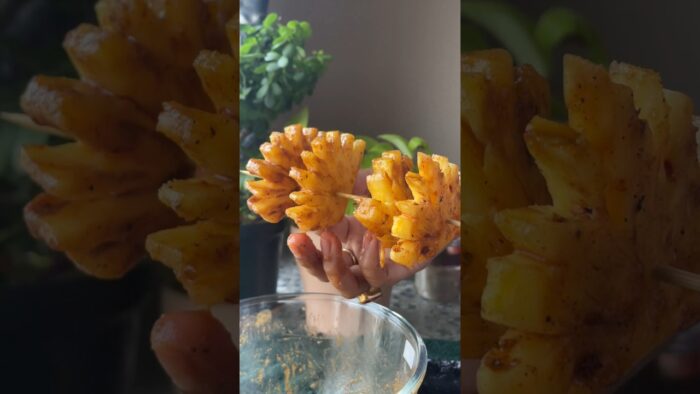 Tangy Grilled Pineapple in Airfryer 🍍🍍BBQ Style Recipe #GrilledPineapple #bbq #ViralShorts #shorts