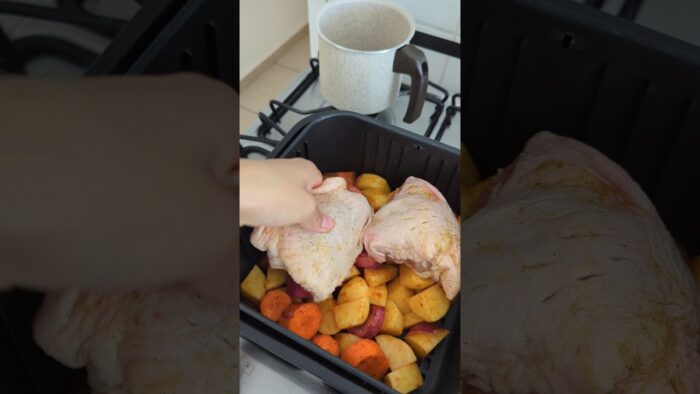 Almuerzo en la Airfryer #facil #comidasaludable #rapido #polloyverdura #airfryer #cocina